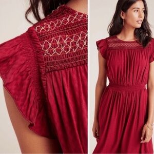 Anthropologie Dolan Left Coast Tansy Smocked Midi Dress Romantic Boho Medium